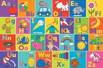 Alphabet Kids' Floor Puzzle - Fun and educational puzzle with upper and lowercase letters, first words and pictures. (24 Pieces) (36 inches wide x 24 inches high)