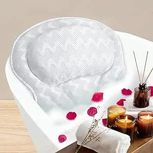 Luxury Bathtub Pillow for Tub, Bath-Pillow Soft and Comfortable Cushion Headrest for Relaxation - Non-Slip and Extra Thick Head Neck, Shoulder and Back Support, Fits Any Tub, Quality 3D Mesh Made