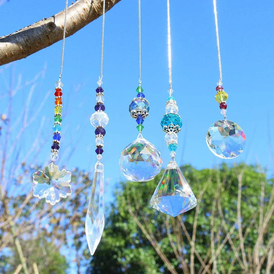 Set 5 PCS Window Hanging Crystal Suncatcher Beads Chain Sphere Chandelier 5PCS