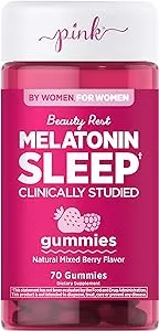 PINK Melatonin Gummies | 10mg | Max Potency | Mixed Berry Flavor | Vegan, Non-GMO & Gluten Free | 70 Count