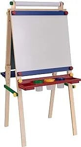 KidKraft Double-Sided Wooden Artist Easel with Paper Roll, Children's Furniture - Primary, Gift for Ages 3+