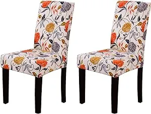 Stretch Dining Chair Covers Removable Washable Seat Parson Chair Protector Slipcover for Dining Room,Party,Banquet,Hotel,Ceremony Set of 2 (Style 05)