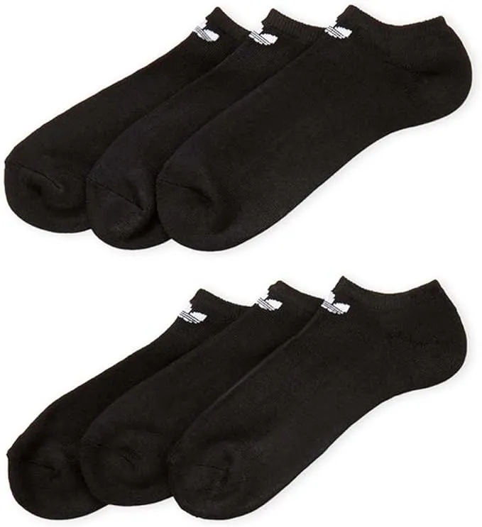 adidas Mens No Show Athletic Socks 6 Pack Black Originals