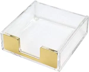 Clear Gold Acrylic Sticky Note Pad Holder for Desk, Memo Holder Paper Dispenser ...