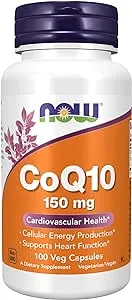 NOW Foods Supplements, CoQ10 150 mg, Pharmaceutical Grade, All-Trans Form produced by Fermentation, 100 Veg Capsules