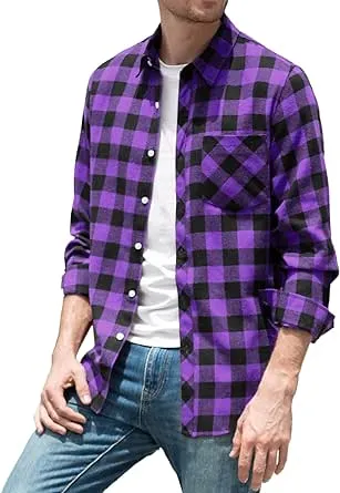 SANGTREE Mens & Boys Plaid Shirt Long Sleeve Button Down Flannel Shirts, US 3 Months - Adult 9XL