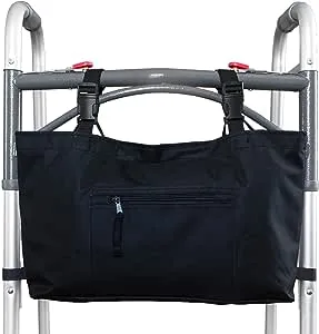 RMS Walker Bag with Soft Cooler - Water Resistant Tote with Temperature Controlled Thermal Compartment, Universal Fit for Walkers, Scooters or Rollator Walkers (Black)