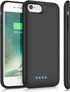 HETP Battery Case for iPhone 6s/6/8/7/SE(2020/2022),Upgraded 6000mAh Rechargeable Charging Case External Battery Pack Charger Case for iPhone 8/7/6s/6/SE(3rd and 2nd Gen)[4.7 inch]- Black