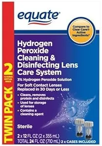 Equate Hydrogen Peroxide Cleaning & Disinfecting Lens Care System TwinPack, 2x12 Fl Oz, Compare to Clear Care