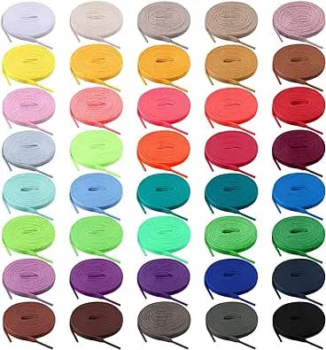 BQTQ 40 Pairs Colored Shoe laces Flat Shoelaces Multipack Shoestrings for Sneakers Skates Sport Shoes Boots