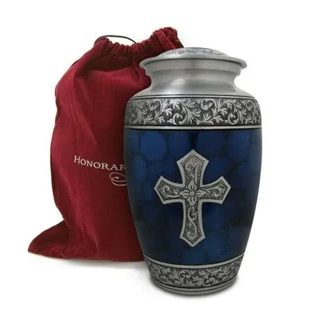 Honorary Memorials Sacred Cross Cremation Urn for Human Ashes - Velvet Bag for ...