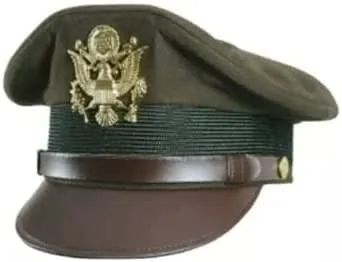 WW2 Crusher Service Hats US Army Officers Visor Cap Chocolate