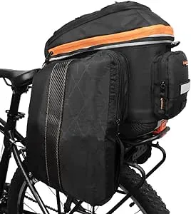 Ibera 2 in 1 PakRak Commuter Bicycle Trunk Bag with Expandable Panniers, Clip On Quick Release Design and Detachable Shoulder Strap