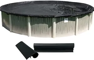 Buffalo Blizzard Deluxe Winter Cover for 18-Foot Round Above Ground Swimming Pools | Blue/Black Reversible | 3-Foot Additional Material | Wind Guard Clips Included