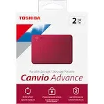 Toshiba Canvio Advance 2TB Portable External Hard Drive USB 3.0 Red HDTCA20XR3AA