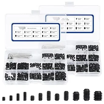 JROUTH 1000pcs Metric + SAE Set Screw Assortment Kit