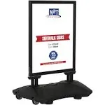 M&T Displays WindPro Lite Weather and Wind Resistant Outdoor Pavement Curb Sidewalk Sign Holder for 28x44 Inch Posters Black Aluminum Easy Front Loading Snap Frame Durable LDPE Black Water Base