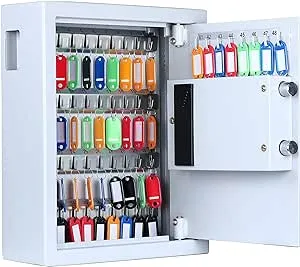 Key Cabinet with Digital Lock - Heavy Duty Secured Storage, Lock Box with Key Tags Wall Mounted Metal Steel Key Safe - Ideal for Home Hotels Schools & Businesses