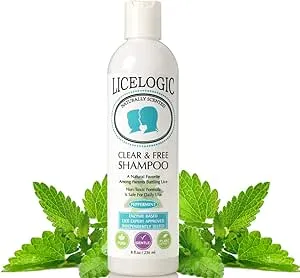 LiceLogic Clear & Free Lice Treatment Shampoo, 8oz, Peppermint - Effective Against Super Lice, Kills Eggs & Nits, Prevents & Repels Lice, Not Toxic, Naturally Derived Licezyme, No Harsh Chemicals