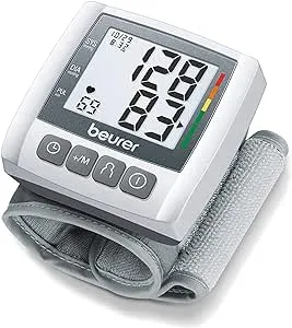 Beurer Wrist Blood Pressure Machine with Adjustable Blood Pressure Cuff - Automatic & Digital Wrist Blood Pressure Monitor, 2x60 Memory Reading, XL LCD Display - Home BP Monitor, BC30