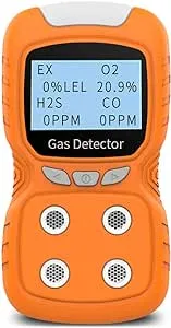 Portable Gas Detector, Gas Clip 4 Gas Monitor Meter Tester Analyzer, Rechargeable LCD Display Sound Light Shock Air Quality Tester, 2 Year Detector…