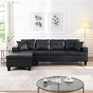 Gray Reversible Sofa With Storage Ottoman L-Shape Couch