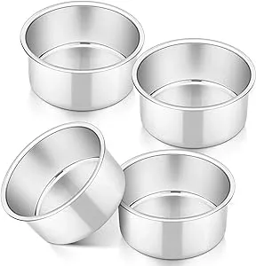 4 Inch Small Cake Pan Set of 4, Stainless Steel Baking round Tins Bakeware for M