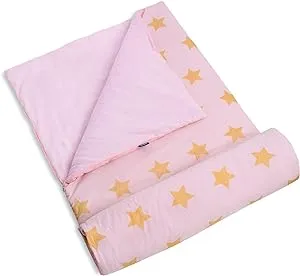 Wildkin Kids Sleeping Bags for Boys & Girls, Measures 66 x 30 x 1.5 Inches, Cotton Blend Materials Sleeping Bag for Kids, Ideal for Parties, Camping & Overnight Travel (Pink & Gold Stars)