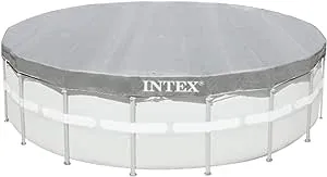 INTEX 28041E Deluxe Pool Cover: for 18ft Round Ultra XTR Pools – Includes Rope Tie – UV-Resistant – 8in Overhang – Snug Fit