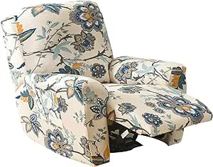 CRFATOP Printed Recliner Cover with Pockets Single Reclining Slipcover 4-Pieces Lazy Boy Recliner Sofa Chair Cover with Elastic Bottom for Recliner Furniture Protector for Kid Pet,23