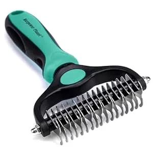 Maxpower Planet Hair Brush - Double Sided Shedding, Dematting Undercoat Rake for Dogs and Cats - Extra Wide Dog Grooming Brush, Reduce Shedding by 95%, Turquoise