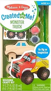 Melissa & Doug Created by Me! Monster Truck Wooden Craft Kit | Easter Basket Stuffers Easy To Assemble DIY Monster Truck Craft Kit For Kids