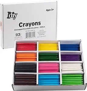 IDIY Unwrapped Bulk Wax Crayons (Pre-sorted 300 ct, 25 each of 12 colors)-No Paper, ASTM Safety Tested, For Kids, Teachers, Art Classrooms Classpack, Back to School Supplies, Drawing Melting Project