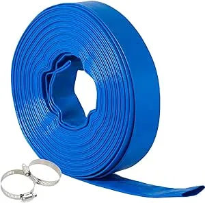 1 1/2 IN x 25 FT Pool Backwash Hose, Heavy Duty Flat Discharge Hose, Weather and Burst Resistant, Best Pool Hoses for Inground Pools, Pool Filter Hose & Pool Drain Hose