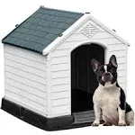 YITAHOME 28.5'' Large Plastic Dog House Outdoor Indoor Doghouse Puppy Shelter Water Resistant Easy Assembly Sturdy Dog Kennel Wi