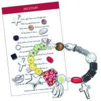 "Bracelet-Christ's Story-Bead & Charm-Color-Stretch w/Prayer Card"