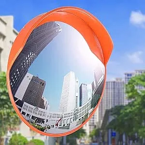 32" Security Mirror PC Convex Traffic Mirror Wide Angle Curved Safety Mirror Circular Pole Mount w/Adjustable Bracket for Outdoor Indoor Driveway Road Shop Garage Parking Lot Blind Spot Hidde