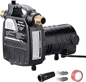 EXTRAUP 115Volt 1/2hp 1500 GPH Heavy Duty High Pressure Cast Iron Casing Water Transfer Utility Pump With Brass Connectors and Suction Strainer