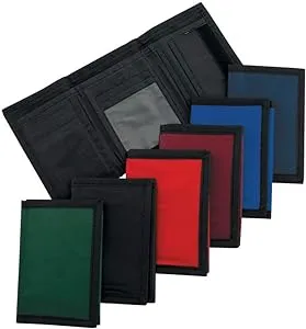 Velcro and Nylon Wallet Assortment - Set of 1 Dozen Wallets - Tri Fold Design - Gifts, Party Favors and Giveaways - 12 Pieces