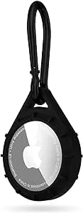 Pelican Protector AirTag Holder - AirTag Keychain w/ Stainless Steel Carabiner Clip [Impact Resistant] [Travel Essentials] - Protective Apple AirTag Case for Dog Collar, Backpack, Keys, Luggage -Black