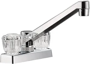 Dura Faucet DF-PK640A-CP RV Swivel Kitchen, Galley, or Bar Faucet with Crystal Acrylic Knobs (Chrome)