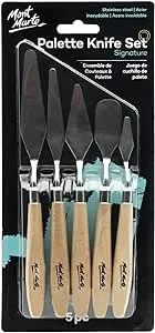 Mont Marte Studio Palette Knife Set, 5 Piece. Selection of Different Sizes and Styles of Stainless