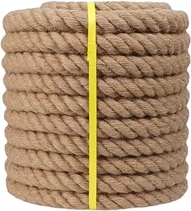 Manila Rope (1-1/4 in x 100 ft) Jute Rope Natural Hemp Rope for Docks, Railing, Climbing, Decorating