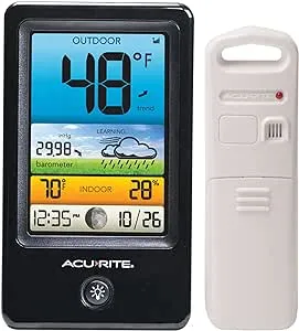 AcuRite 00509 Color Weather Station with Count Temperature/Humidity/Forecast,Black and White