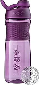 BlenderBottle SportMixer Shaker Bottle Perfect for Protein Shakes and Pre Workout, 28-Ounce, Plum, 1 Count (Pack of 1)