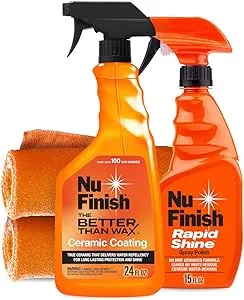 Nu Finish Coat Protector Kit, 4 Piece Car Protector Set Protects and Restores Car Shine, Includes Ceramic Coating, Rapid Shine, and 2 Microfiber Towels