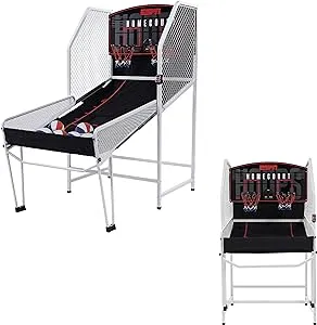 ESPN 2-Player Indoor Basketball Arcade Game Premium (Steel Cage and Frame) with LED Scoring, 8 Game Options, Arcade Sound Effects