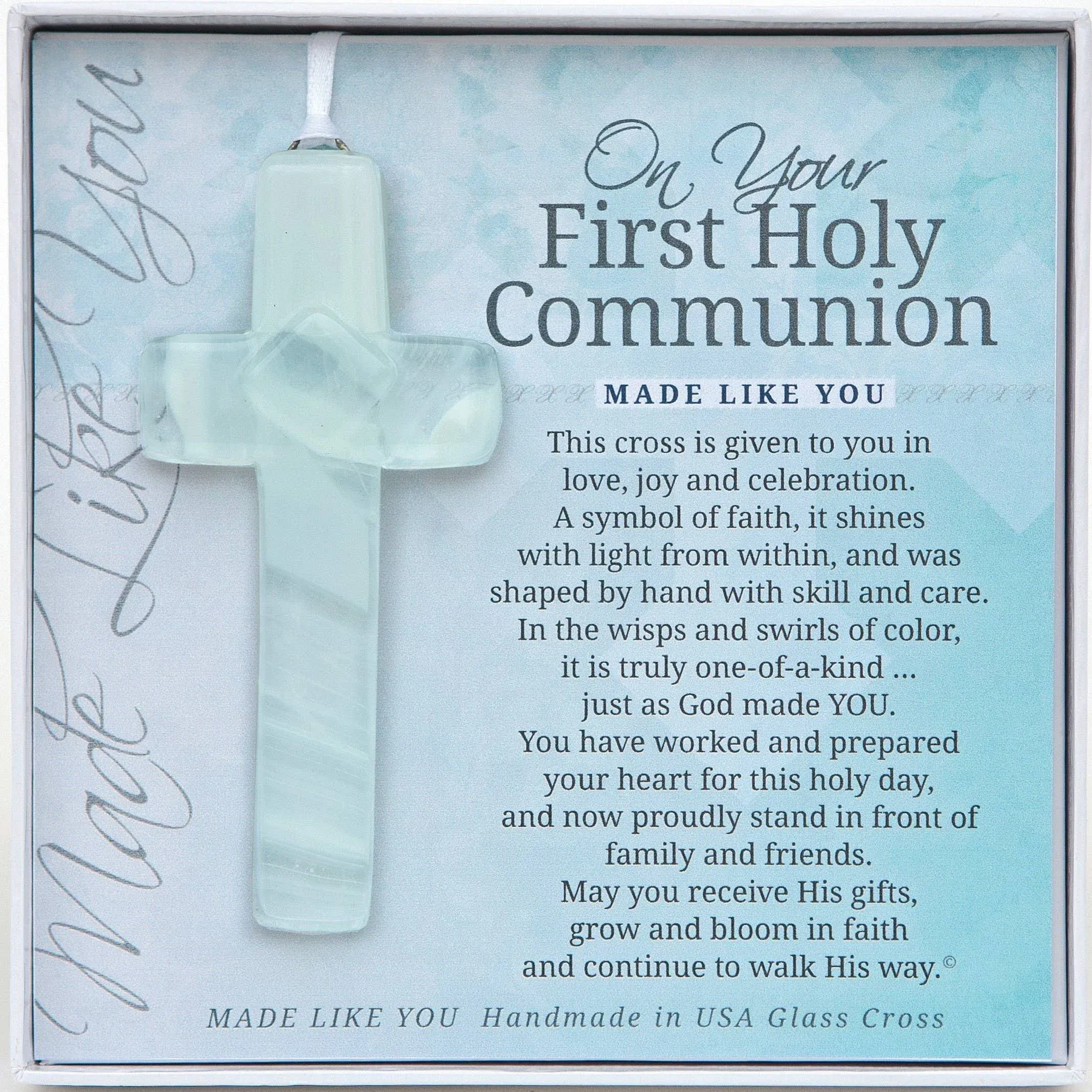 The Grandparent Gift Co. Handmade Glass Cross: First Communion Gift