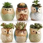 Sun-E SE Owl Pot Ceramic Flowing Glaze Base Serial Set Succulent Plant Pot Cactus Plant Pot Flower Pot Container Planter with Drainage Hole Home