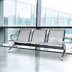 3-seat Waiting Room Chair Office Reception Airport Clinic Guest Bench Silver